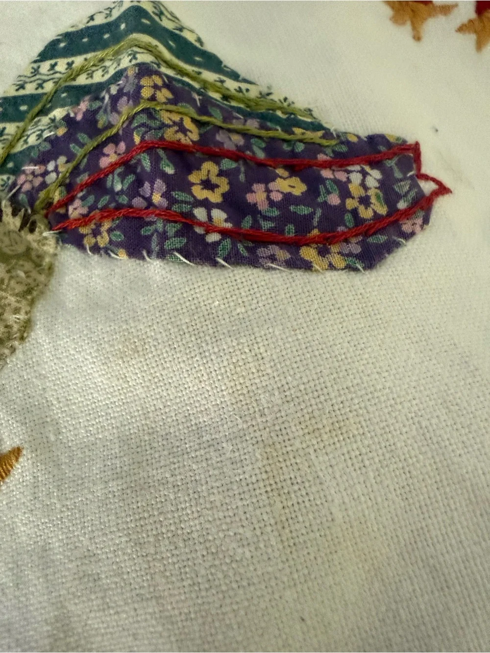 Anthropologie hand towel embroidered, and patchwork chickens